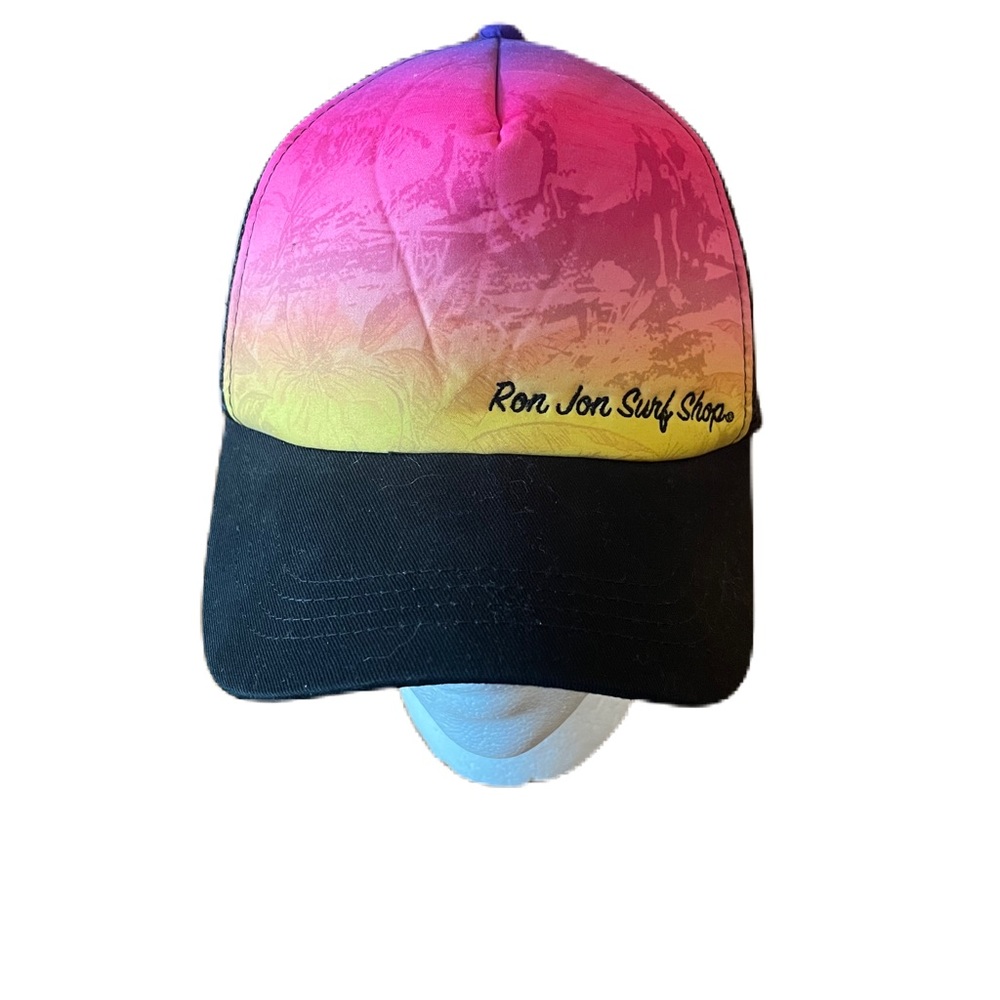 Ron Jon Surf Shop Men's Snapback Hat Meshback Beach Party Orange Yellow Pink Cap